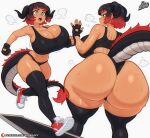absurd_res adc_vr animal_humanoid athletic athletic_female big_breasts big_butt black_bra black_clothing black_hair black_horn black_legwear black_sports_bra black_tail black_thigh_highs black_thong black_underwear bodily_fluids bra breasts butt clothing curved_horn dragon dragon_horn dragon_humanoid dragon_tail exercise exercise_clothing female fingerless_gloves fur gloves hair handwear hi_res horn huge_breasts huge_butt humanoid legwear multicolored_hair mythological_creature mythological_scalie mythology red_body red_fur red_hair running scalie simple_background solo sports_bra srbready sweat sweatdrop sweaty_body tagme tail tan_body tan_skin thick_thighs thigh_highs thong treadmill two_tone_hair underwear vtuber white_background yellow_eyes