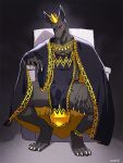  bebebebebe black_skin canine cape chair clothing crown dog dog-king_(toto) male mammal red_eyes solo tagme throne 