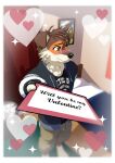 absurd_res ariesartist bedroom blush blush_lines blushing_at_viewer border_collie canid canine canis college college_jacket collie domestic_dog heart_symbol herding_dog hi_res holidays male mammal pastoral_dog school sheepdog solo valentine's_day valentine's_day_card