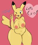  &lt;3 2018 absurd_res anthro anthrofied belly big_breasts big_thighs breasts cosmicscourge english_text female freckles hi_res mammal nintendo nude one_eye_closed pikachu pok&eacute;mon pok&eacute;mon_(species) pussy rodent simple_background slightly_chubby solo text thick_thighs video_games voluptuous wide_hips wink 