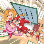  >_< 4girls ^_^ ahoge animal_ears arm_around_waist arms_up brown_hair closed_eyes commentary_request crown dodging ear_covers fisheye foreshortening full_body hair_between_eyes hands_up haru_urara_(umamusume) headband high_ponytail highres horse_ears horse_girl horse_tail ike_(user_hmra7432) indoors jacket jumping long_hair long_sleeves looking_ahead looking_at_another matikanefukukitaru_(umamusume) meisho_doto_(umamusume) mini_crown motion_blur motion_lines multicolored_hair multiple_girls o_o open_mouth orange_hair orange_tail outstretched_arms pants pink_hair pink_tail ponytail purple_eyes red_pants red_track_suit school_gym shoes short_hair single_ear_cover smile speed_lines standing standing_on_one_leg surprised sweat t.m._opera_o_(umamusume) tail throwing track_jacket track_pants track_suit two-tone_hair umamusume v-shaped_eyebrows 