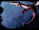  2010 digital_media_(artwork) dragon feral flying membranous_wings oneminutesketch open_mouth solo teeth wings 
