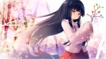  black_hair blush bow brown_eyes gengetsu_chihiro houraisan_kaguya long_hair touhou 