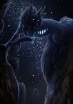  2016 black_nose blue_eyes canine detailed_background digital_media_(artwork) feral mammal night oneminutesketch outside paws sky solo star starry_sky wolf 