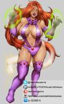  1girl breasts huge_breasts long_hair muramasa_(artist) orange_hair solo starfire teen_titans 