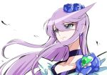  blue_eyes blue_flower choker collarbone cure_moonlight eyebrows_visible_through_hair floating_hair flower hair_between_eyes hair_flower hair_ornament head_wreath heartcatch_precure! long_hair portrait precure purple_hair shiny shiny_hair simple_background sketch solo tsukikage_oyama tsukikage_yuri very_long_hair white_background 