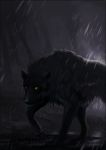  2018 ambiguous_gender black_nose canine digital_media_(artwork) feral mammal oneminutesketch paws raining solo standing wolf yellow_eyes 