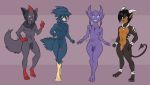  anthro anthrofied avian balls beak bird black_fur black_hair blue_penis canine corvid crow digital_drawing_(artwork) digital_media_(artwork) dog fox fur ghost girly grin group hair hi_res houndoom male mammal murkrow nintendo nipples nude open_mouth penis pink_penis pok&eacute;mon pok&eacute;mon_(species) pok&eacute;morph pose ratchetjak sableye short_hair smile spirit standing talons thick_thighs video_games voluptuous wide_hips zorua 