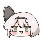  1girl black_hairband blush commentary_request green_eyes grey_hair hair_between_eyes hairband konpaku_youmu looking_at_viewer mokotan802 open_mouth simple_background smile solo touhou white_background yukkuri_shiteitte_ne 