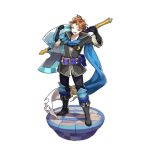  artist_request axe belt blue_eyes boots brown_hair dragalia_lost gauntlets gloves jacket official_art one_eye_closed open_mouth pietro_(dragalia_lost) scarf short_hair shoulder_armor smile transparent_background 