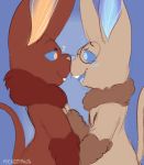  2018 animated anthro blush electricity eyewear female fluffy fur glasses glowing glowing_eyes lagomorph larein male male/female mammal nose_rub pocketpaws smile sparks tiban tiban_alex tiban_kevin wape 