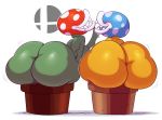  alternate_color ambiguous_gender anthro anthrofied big_breasts big_butt blush breasts butt drooling duo eyeless female flora_fauna grin huge_butt mario_bros nintendo not_furry open_mouth open_smile piranha_plant plant rear_view saliva side_boob simple_background smile sssonic2 super_smash_bros super_smash_bros._ultimate video_games white_background 