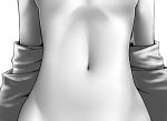  1girl close-up female kamata_yuuya midriff monochrome mound_of_venus navel nude simple_background solo white_background 
