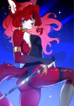 2024 anthro black_clothing black_eyebrows black_leotard black_nose blue_eyes blush breasts butt canid canine cepto_(artist) cheek_tuft claws clothing colored digital_drawing_(artwork) digital_media_(artwork) ear_piercing eyebrows eyelashes facial_tuft female fox fur gold_(metal) gold_jewelry hair hi_res holding_melee_weapon holding_object holding_sword holding_weapon jewelry leotard long_eyelashes long_hair looking_at_viewer mammal melee_weapon piercing red_body red_fur red_hair shaded small_breasts smile solo sword tail tuft weapon white_body white_claws white_fur