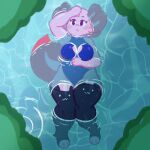 1:1 2025 3_fingers absurd_res amphibian anthro aquatic artxol axolotl big_breasts big_tail biped black_clothing black_legwear blue_clothing blue_topwear breasts cherry_(artxol) cleavage_cutout clothed clothed_female clothing colored curvy_figure cutout digital_drawing_(artwork) digital_media_(artwork) eyebrows eyelashes female fingers frill_(anatomy) hair hand_on_head hi_res legwear lying mole_salamander navel on_back open_mouth partially_submerged pink_body pink_face pink_frill pink_hair pink_legs pink_nose pink_tail pinup plant pose purple_eyebrows purple_eyelashes purple_eyes salamander solo stockings submerged_feet tail thick_thighs thigh_highs tight_clothing tight_topwear topwear voluptuous voluptuous_anthro voluptuous_female water