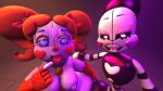  3d_(artwork) animatronic baby_(fnafsl) breasts digital_media_(artwork) duo female five_nights_at_freddy&#039;s five_nights_at_freddy&#039;s_2 hair humanoid looking_at_viewer machine marionette_(fnaf) nipples not_furry robot sister_location source_filmmaker tongue tongue_out video_games 
