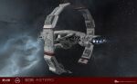  3d astero_(eve_online) carrier combat_ship_(eve_online) commentary company_logo company_name copyright_logo copyright_name dated droneboat_(eve_online) english_commentary english_text eve_online exploration_ship_(eve_online) flying frigate_(eve_online) gallente_federation_(eve_online) glowing grey_background grey_theme highres logo maya_(medium) military_vehicle no_humans official_art outdoors pirate_faction_(eve_online) realistic science_fiction servant_sisters_of_eve space spacecraft star_(sky) starry_sky_background thrusters vehicle_focus ymir_jonsson 