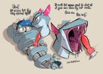 animal_genitalia animal_penis anthro anthro_on_feral beanie bestiality blue_hair blush bodily_fluids canid canine canine_genitalia canine_penis clothing coiling dialogue dominant dominant_female dominant_feral dripping duo edging english_text fangs fellatio female female_feral feral forked_tongue genital_fluids genitals grey_body grey_scales hair hat headgear headwear hi_res knot male male/female male_anthro mammal open_mouth oral penile penis precum precum_drip saliva scales sex sharp_teeth talking_feral teeth text throbbing throbbing_penis tongue zoul zoul_illustration
