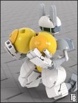  3:4 3_fingers 3d_(artwork) anthro big_breasts black_border border breast_grab breasts crouching cybernetics digital_media_(artwork) female fingers fondling futuristic genitals glowing glowing_eyes hand_on_breast hi_res huge_breasts hyper hyper_breasts industrial lego lego_brick machine military model_kit nipples nude nude_female rev-rabbit robot_anthro robotic solo synthetic thiccbrick vulva white_body 
