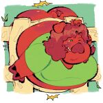 anthro belly big_belly big_butt butt clothing colored curled_tail domestic_pig duroc_pig fence hi_res hooves livestock_tag male mammal moobs obese obese_male ody_(character) overweight overweight_male pepperpopper solo stuck_in_fence suid suine sus_(pig) tail tight_clothing