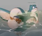 2023 3_toes 4_fingers anthro anus areola big_breasts big_butt black_nose breasts butt claws curvy_figure english_text fangs feet female female_anthro finger_claws fingers fur genitals green_eyes handpaw hi_res inner_monologue lichee looking_back mammal mouth_closed multicolored_body multicolored_fur mustelid nipples nude nude_anthro nude_female orange_anus otter partially_submerged pawpads paws pepper_(peppen_draws) pink_areola pink_nipples pink_pawpads puffy_areola river_otter solo swimming tail teal_claws teal_ears teal_tail teal_text teeth text thick_tail thinking toe_claws toes two_tone_body two_tone_fur two_tone_tail voluptuous vulva water wet whisker_spots whiskers white_body white_fur white_tail white_whiskers wide_hips