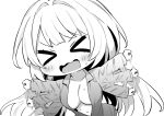  >_< 1girl alberto_di_giussano_(azur_lane) azur_lane azur_lane:_slow_ahead blush breasts chibi chibi_only collared_shirt commentary_request flailing greyscale hori_(hori_no_su) large_breasts long_hair long_sleeves monochrome navel open_mouth partially_unbuttoned shirt simple_background solo stomach very_long_hair wavy_mouth white_background 