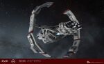  3d astero_(eve_online) carrier combat_ship_(eve_online) commentary company_logo company_name copyright_logo copyright_name dated droneboat_(eve_online) english_commentary english_text eve_online exploration_ship_(eve_online) flying frigate_(eve_online) gallente_federation_(eve_online) glowing grey_background grey_theme highres logo maya_(medium) military_vehicle no_humans official_art outdoors pirate_faction_(eve_online) realistic science_fiction servant_sisters_of_eve space spacecraft star_(sky) starry_sky_background thrusters vehicle_focus ymir_jonsson 