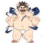 2026 anthro band-aid bandage belly big_belly bulge clothing domestic_pig facial_hair hi_res inunoshippo kemono male mammal moobs mustache navel overweight overweight_male simple_background solo standing suid suine sus_(pig) underwear