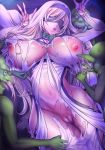  1girl b blindfold blonde_hair breasts dress goblin goblin_slayer! green_skin group_sex large_breasts monster orgy rape sad.co solo_focus sword_maiden veil 