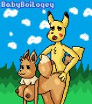  anthro anthro_on_anthro anthrofied babyboilogey big_breasts breasts digital_media_(artwork) duo eevee female hot_dogging male male/female nintendo penis pikachu pixel_(artwork) pok&eacute;mon pok&eacute;mon_(species) sex video_games 