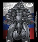  2018 abs aircraft airplane anthro balls big_balls big_penis blue_eyes dialogue english_text flaccid hands_on_hips huge_balls humanoid_penis jet living_aircraft living_machine looking_at_viewer machine male muscular muscular_male navel pecs penis precum renthedragon russian_flag russian_text solo speech_bubble standing text uncut vadim_(renthedragon) wings 