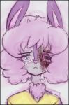  2015 anthro blood_on_face blue_eyes caprine digital_drawing_(artwork) digital_media_(artwork) eye_socket freckles frown fur gore hair mammal pink_hair red_blood sad sheep sketch volori_delaine wool yaoimeowmaster 