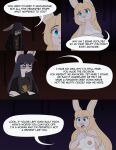 absurd_res anthro apinkgrape blonde_hair blue_eyes breasts clothed clothed/nude clothed_anthro clothed_male clothing comic dialogue duo english_text eyewear female fur glamor_to_bare glasses gynomorph_(lore) hair hi_res lagomorph leporid male mammal nipples nude nude_anthro nude_female rabbit speech_bubble stephan_(neko-eclipse17) stephanie_(neko-eclipse17) text trans_(lore) trans_woman_(lore) wearing_glasses white_body white_fur