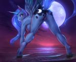  2018 anthro anus areola breasts butt clitoris cutie_mark equine erect_nipples eve-ashgrove feathered_wings feathers female friendship_is_magic full_moon hi_res horn looking_at_viewer looking_back mammal moon my_little_pony nipples nude presenting presenting_anus presenting_pussy princess_luna_(mlp) pussy pussy_juice raised_tail solo vest_(artist) winged_unicorn wings 