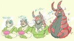 16:9 2026 beard clenched_teeth clothing dialogue english_text facial_hair generation_5_pokemon green_clothing green_shirt green_topwear growth hair hi_res holding_3ds horn horn_growth human looking_down male mammal mottaxio muscular muscular_male nintendo pokemon pokemon_(species) pokemon_speak red_body scolipede sequence shirt simple_background solo sparkles species_transformation surprised teeth text topwear torn_clothing transformation widescreen