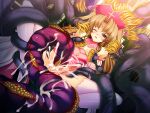  1girl blood blush breast_sucking breasts brown_hair censored cum cum_in_pussy defloration ejaculation game_asset grabbed_by_tentacles hat inoino long_hair monster monsters_raid non-web_source official_art one_eye_closed open_mouth panties priscilla_mel_nortoria purple_eyes rape self-datamine solo spread_legs tentacle_sex tentacles thighhighs underwear vaginal variant_set visual_novel_cg wince 