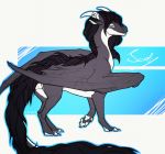  2018 arsauron black_hair blue_eyes claws digital_media_(artwork) dragon female feral hair membranous_wings paws scalie simple_background western_dragon wings 