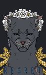  bluestar_(warriors) cat dollface feline flower fur grey_fur mammal plant text warriors_(cats) 
