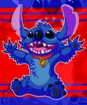  2013 4_fingers 4_toes alien black_eyes blue_claws blue_fur blue_nose blue_pawpads claws collar digital_media_(artwork) disney experiment_(species) fluffy fur lilo_and_stitch notched_ear open_mouth open_smile outline pawpads sitting smile snackish solo stitch toes 