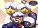 anthro areola big_areola big_breasts big_bulge big_nipples big_penis black_areola bottomwear breasts brown_body bulge canid canid_demon canine clothing demon duo english_text exclamation_point female genitals grey_hair hair hellaverse hellhound helluva_boss hi_res huge_breasts huge_bulge huge_hips huge_penis huge_thighs hyper hyper_breasts hyper_bulge hyper_genitalia hyper_hips hyper_penis hyper_thighs improvised_weights legwear loona_(helluva_boss) lying male male/female mammal mythological_canine mythological_creature mythology nipples on_back pants penis procyonid raccoon red_sclera shad0wcimmerian shirt shorts smile speech_bubble tank_top text thick_thighs thigh_highs topwear white_body white_eyes wide_hips