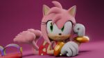 5_toes alternate_costume amy_rose anthro barefoot clothing discarded_footwear dress eulipotyphlan feet female foot_focus gloves green_eyes handwear hedgehog hi_res humanoid_feet legs_up livevil027 lying mammal on_front pink_body plantigrade ring sandals_removed sega simple_background solo sonic_the_hedgehog_(series) toes