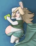 2026 4:5 absurd_res adobe_photoshop_(artwork) anthro artist_logo bed belly bent_arm big_belly blue_bedding blue_blanket book butt clothed clothed_anthro clothed_female clothing colored crossover digital_drawing_(artwork) digital_media_(artwork) english_description english_text eyes_closed featureless_legs female female_anthro fully_clothed fully_clothed_anthro fully_clothed_female fur furniture green_clothing green_shirt green_topwear hair hi_res high-angle_view inside lagomorph light lighting logo long_ears long_hair lying lying_on_bed mammal mario_bros mario_plus_rabbids_sparks_of_hope mitten_hands multicolored_body navel nintendo on_bed on_side open_mouth outie_navel overweight overweight_anthro overweight_female pregnant pregnant_anthro pregnant_female rabbid rabbid_rosalina raving_rabbids rayman_(series) shaded shirt skywater sleeping solo tan_body tan_eyelids tan_inner_ear tan_skin text thick_thighs topwear two_tone_body ubisoft white_body white_fur