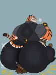 big_butt blush butt butt_jiggle canid canine canis clothed clothing dire_(fortnite) duo epic_games facesitting felid fortnite hi_res huge_butt huge_hips jiggling male male/male mammal megacoolbear mythological_canine mythological_creature mythology oscar_(fortnite) overweight pantherine simple_background sitting sitting_on_another tail tiger werecanid werecanine werecreature werefox werewolf wide_hips wolf