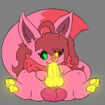 1:1 2025 ahoge animal_genitalia animal_penis aurorianarchivist balls black_sclera canine_genitalia canine_penis demigirl_(lore) dipstick_tail eevee erection fangs feral fur generation_1_pokemon genitals glowing glowing_pawpads green_eyes hair heterochromia knot markings multicolored_body multicolored_fur nintendo nonbinary_(lore) pawpads penis pink_balls pink_body pink_ears pink_fur pink_hair pink_sheath pink_tail_tip pokemon pokemon_(species) quadruped robyn_(robynsnowyfoxxo) sheath smile solo tail tail_markings teeth trans_(lore) trans_woman_(lore) two_tone_body two_tone_fur two_tone_tail yellow_eyes yellow_pawpads yellow_penis
