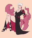  1girl dress high_heels insect_girl lasersinger lips masters_of_the_universe scorpia scorpion_girl scorpion_tail short_hair tail white_hair 