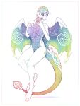  2017 anthro arsauron breasts digital_media_(artwork) dragon featureless_breasts female looking_at_viewer membranous_wings simple_background solo white_background wings 