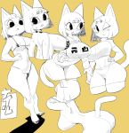  2018 animal_crossing ankha_(animal_crossing) anthro bangs big_breasts bikini blush breasts butt cat clothed clothing feline female full-length_portrait hair half-length_portrait jeans mammal midriff monochrome nintendo open_mouth open_smile pants portrait sakana8888888 shirt short_hair shorts simple_background sketch skimpy smile sweat swimsuit three-quarter_portrait video_games yellow_background 