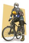  2018 absurd_res anthro backpack badger bicycle clothed clothing digital_media_(artwork) female footwear hair hi_res liz_(mykegreywolf) mammal muscular muscular_female mustelid mykegreywolf shoes short_hair shorts signature solo vest 