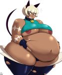  animal_humanoid belly big_belly big_breasts breasts clothing deep_navel female hands_on_belly humanoid hyper hyper_belly nadia_fortune obese overweight overweight_female skullgirls tagme wardrobe_malfunction 