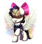  2017 clothing equine feathered_wings feathers feral hair_bow hair_ribbon hi_res mammal my_little_pony my_little_pony_the_movie open_mouth pegasus ravensunart ribbons solo songbird_serenade_(mlp) spread_wings wings 